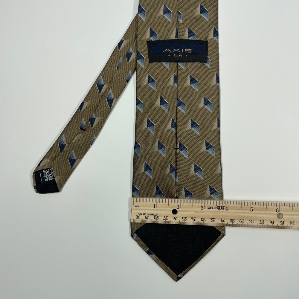 Axis LA Brown Geometric 3D Diamond Silk Necktie Mens One Size - Picture 2 of 2